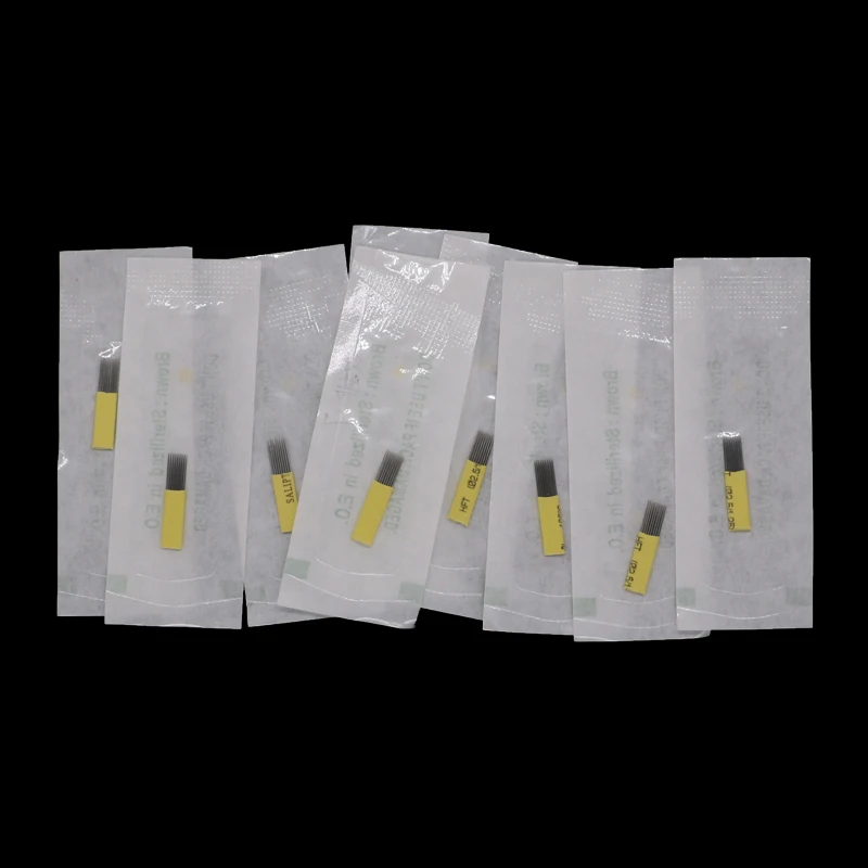 500pcs Double Row 17pins Eyebrow Permanent Makeup needles eye line 3d Microblading make up tattoos flat microblade tattoo | Красота и