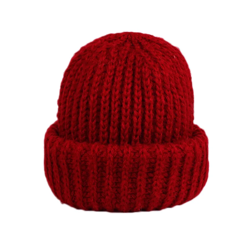 Red beanies cap Одноцветные шапочки, мужские зимние теплые вязаные шапки, женские лыжные шапочки, модные лыжные шапочки, 6 цветов, Gorro Invierno Hombre YY17269 - Цвет: Red beanies cap