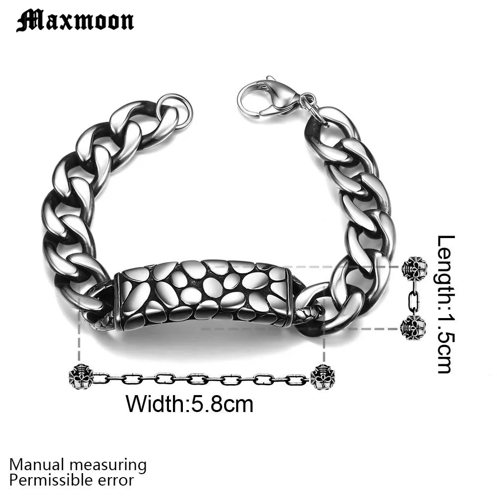 Maxmoon Solid Stainless Steel Men Bracelet Vintage Jewelry Chain Link Friendship Mens Bracelets &amp Bangles 2018 | Украшения и