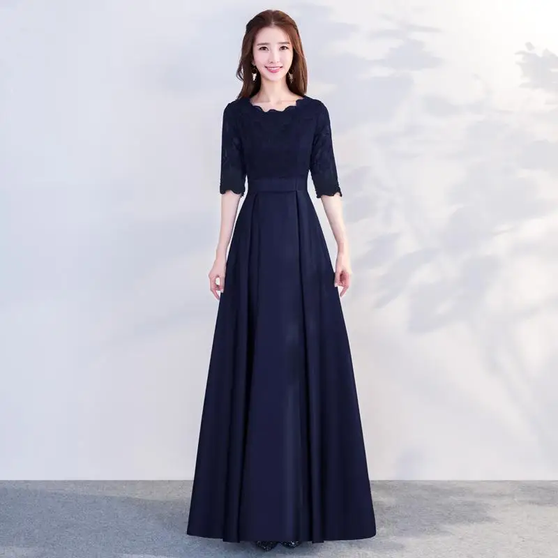 Темно-синий элегантный женский длинный Cheongsam Улучшенный китайский стиль Qipao сексуальное платье благородное вечернее длинное тонкое платье - Цвет: Style 8