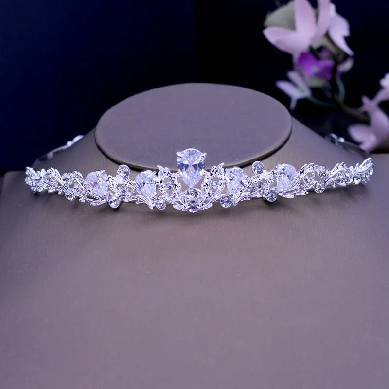 SLBRIDAL Арт Деко Кристаллы Стразы сплав кубический циркон свадебная тиара CZ Свадебная Королева Принцесса пышные вечерние короны для подружек невесты