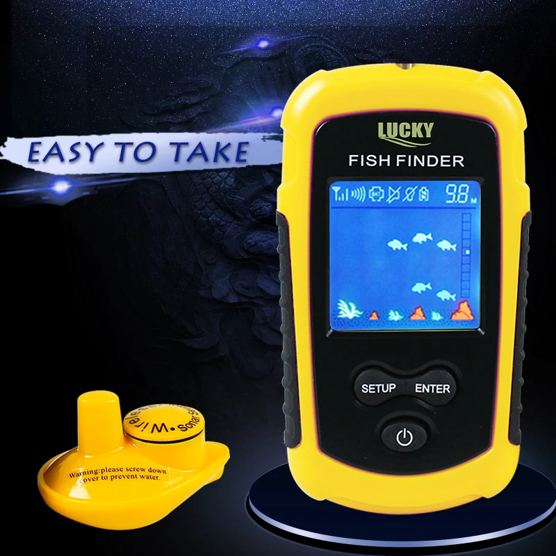 Портативный эхолот Lucky FFCW1108-1 беспроводной 120 м с сигнализацией для поиска рыбы на