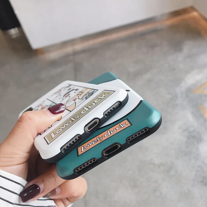 Забавный милый чехол для телефона с изображением утки iphone 6 6s 7 8 plus X XS XR MAX модные