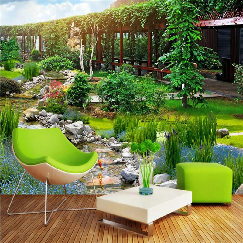 beibehang papel de parede Garden park 3D landscape background wall painting custom large fresco green wallpaper | Обустройство дома