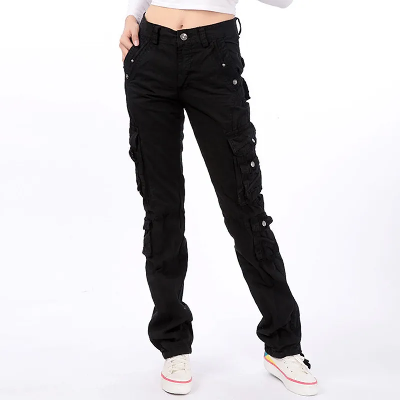 Pantalon femme Весна женские прямые брюки карго с несколькими карманами джинсовые комбинезоны дамские модные мешковатые Джоггеры для тренировок