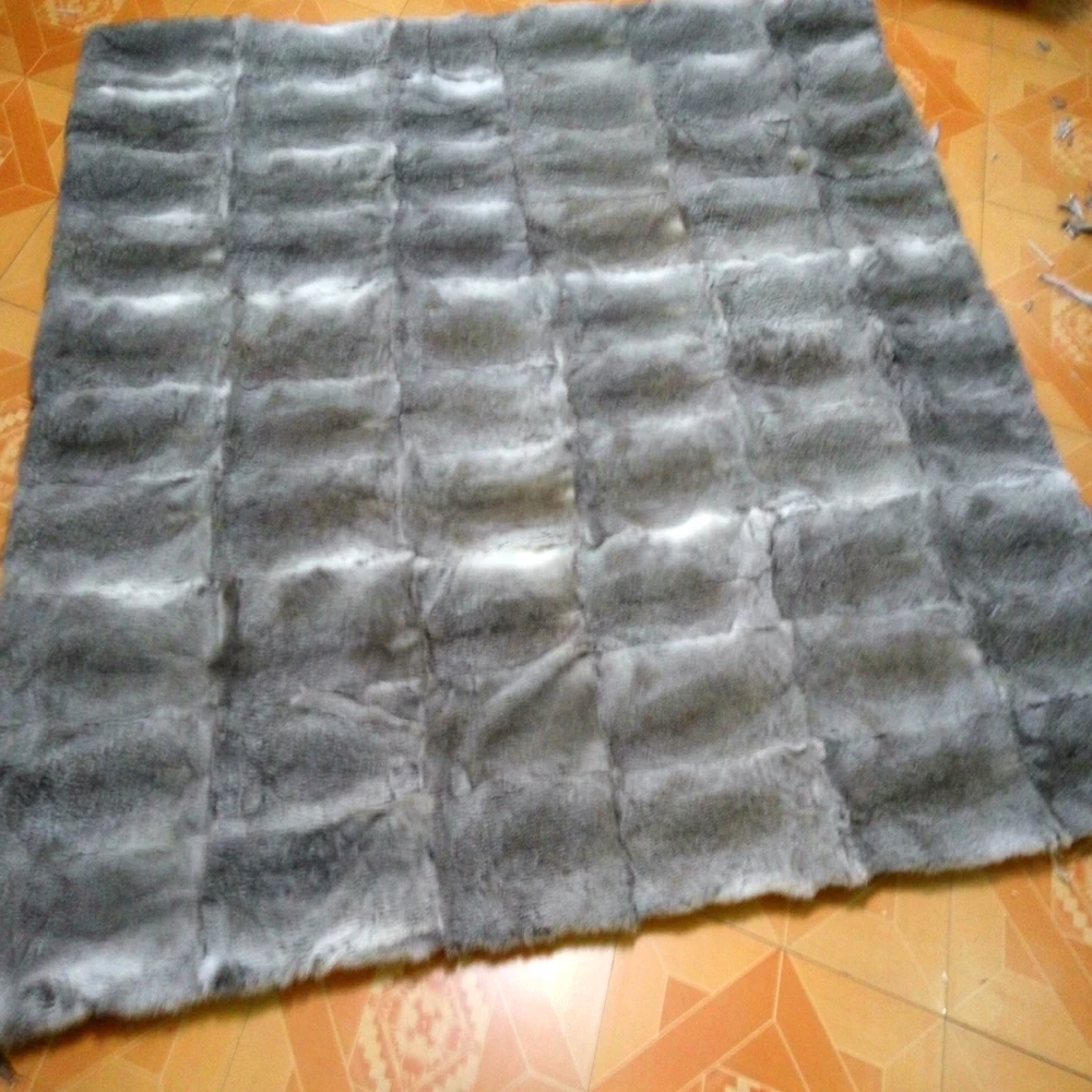 Manta de piel de conejo Natural, manta de piel aut&eacute;ntica, alfombra de piel de conejo, decoraci&oacute;n para el hogar, sala de estar-0