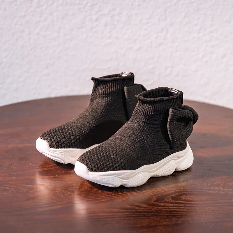 High Top Childrens Sneakers 2019 Spring Kids Shoes Soft Sports Butterfly Socks Girls Princess Tenis Infantil | Детская одежда и