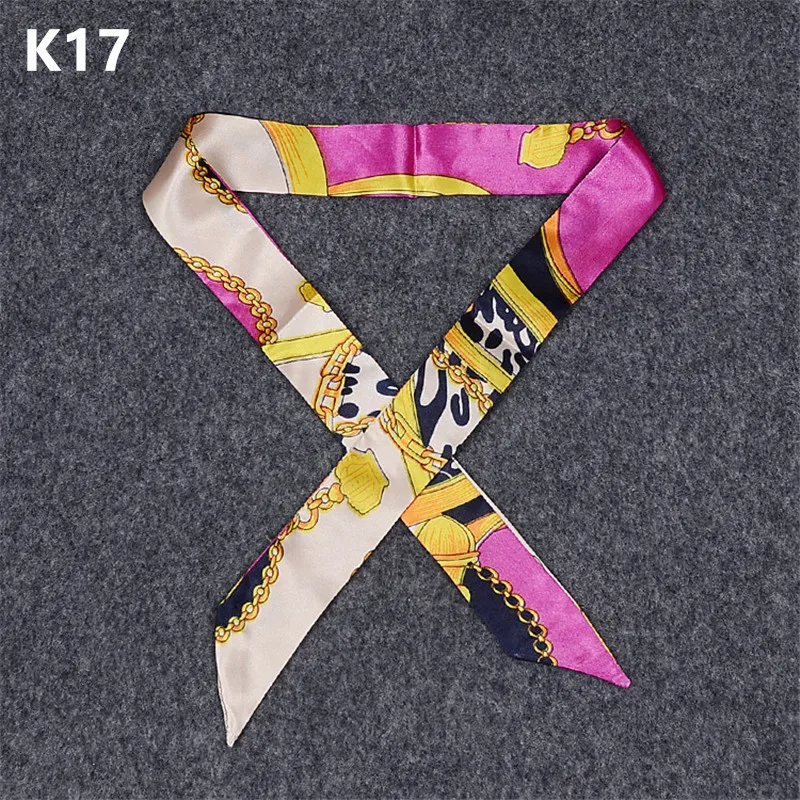 

30 Colors Bag Scarf Skinny Hijab Scarf Women Small Silk Bandana Female Head Scarves For Ladies Print Headband