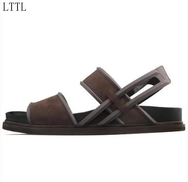 2017 LTTL летние мужчины плоским пятки сандалии лодыжки ремень камуфляж мужские