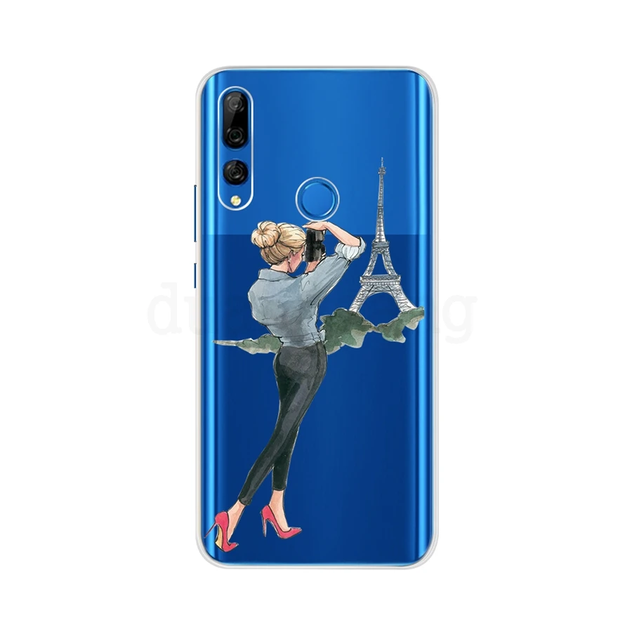 Золотой Для Fundas huawei P Smart Z чехол силиконовый 3D мягкий, симпатичный, из ТПУ с мультяшными цветами Прозрачный чехол для телефона для huawei P Smart Z STK-LX1 - Цвет: Золотой