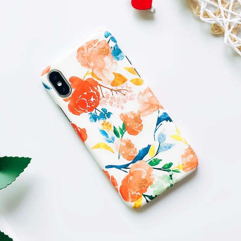 Flower EKONEDA матовые растения Окрашенные чехол для iPhone 7 Жесткий чехол цветок кактус задняя Пластиковая крышка для iPhone XS Max XR 6 S 8 Plus - Цвет: Flower