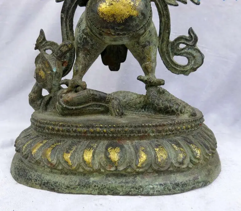 7&quot China old bronze gild sculpture carved Golden wings dapeng bird buddha Statue | Дом и сад