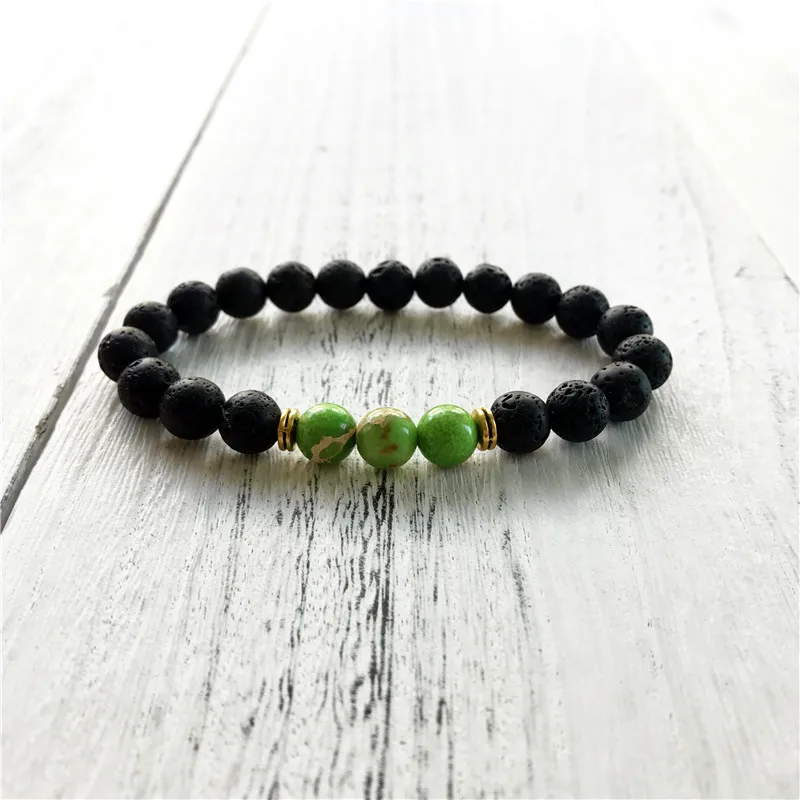 Браслет из натурального лавового камня яркий королевский регалитовый камень