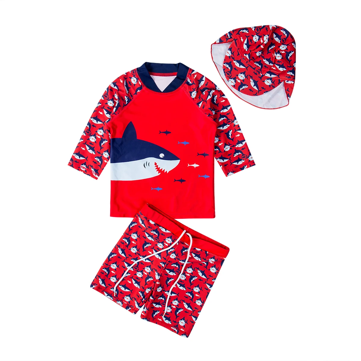 Toddler Kids Baby Boys Bikini Set 2-7Y Swimwear Cartoon Print Tops+Pants+Hats Swimsuit Bathing Surfing Suit UV 50+ |