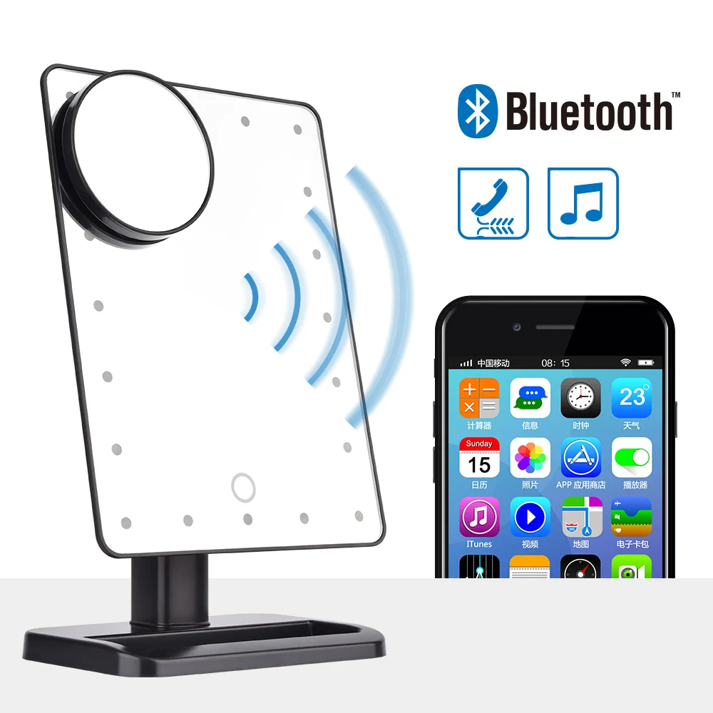 Bluetooth Динамик светодиодный сенсорный Экран зеркало для макияжа с 10X Лупа 20 s
