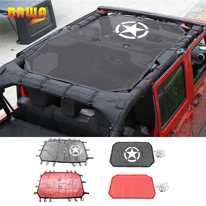 BAWA Солнцезащитная сетчатая верхняя крышка для Jeep Wrangler JK JKU 2007 2017 УФ защита от