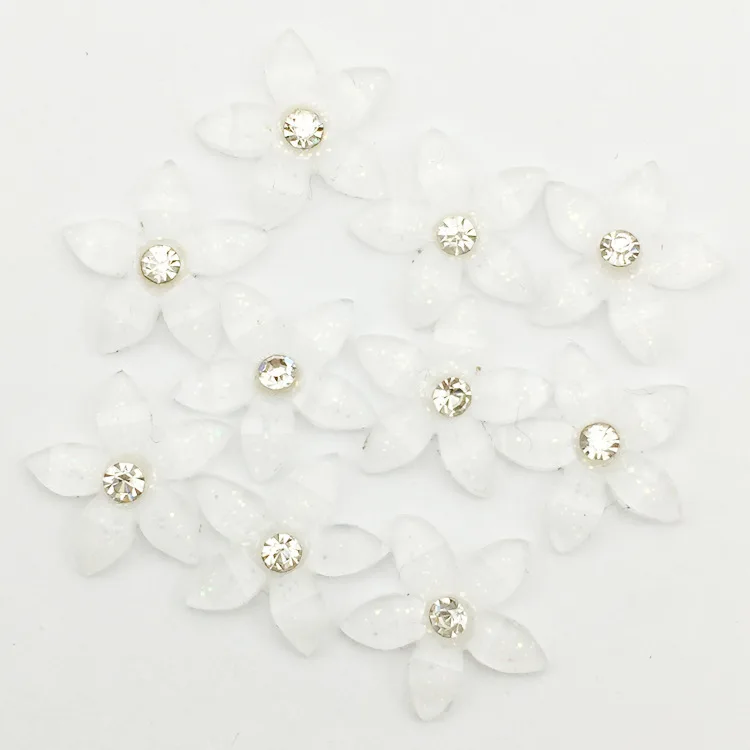 SZ0302white TPSMOC 100 шт 12 мм Милая смола цветок со стразами flatback кабошон для DIY свадьбы, скрапбукинга, Бусины ремесла - Цвет: SZ0302white