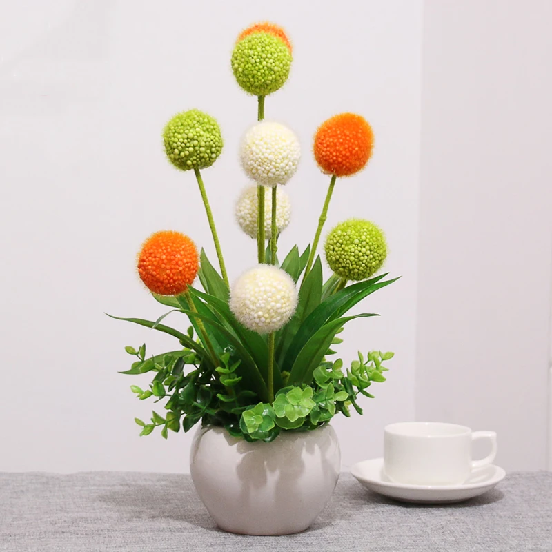 Creative Ceramic Vase Simulation Tulip Fake Flower Set Home Livingroom Table Furnishing Decoration Store Bar Ornaments Crafts