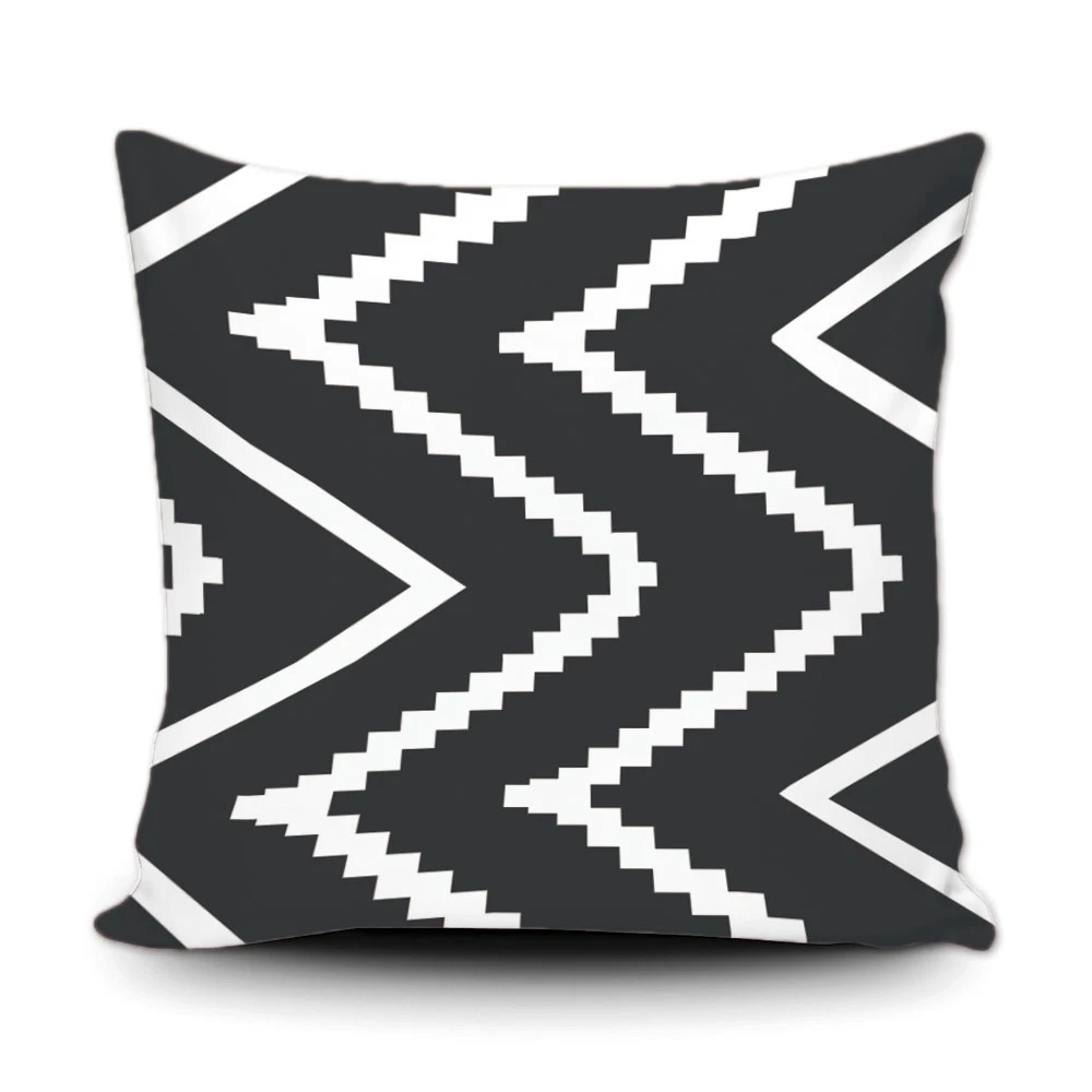 Чехол для подушки в черно-белую полоску Современная Геометрическая