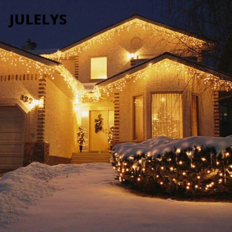 JULELYS сказочные огни Светодиодный занавес наружная Рождественская гирлянда оконный светодиодный светильник украшение для свадьбы, праздника, вечеринки, дома, двора