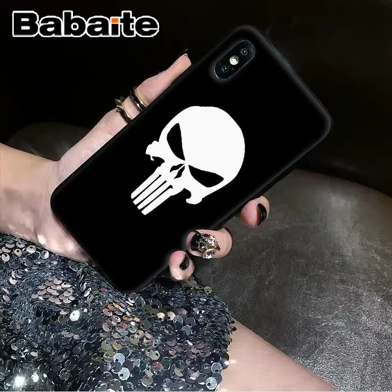 Babaite Каратель Череп DIY Роскошный Высокий протектор на конце чехол для iPhone 5 5Sx 6 7 7plus 8 8Plus X XS MAX XR
