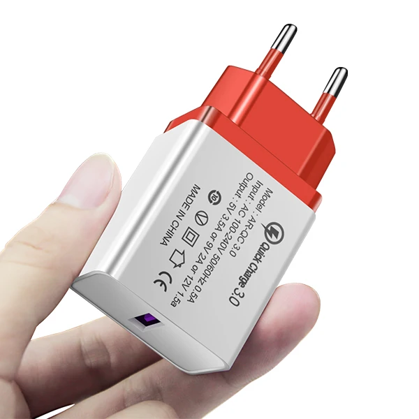 ACCEZZ 3-портовое USB зарядное устройство Quick Charge 3,0 для iphone 8 X Быстрая зарядка для samsung S8 huawei Xiaomi EU штепсельный телефонный настенный адаптер - Тип штекера: 1 Port Red