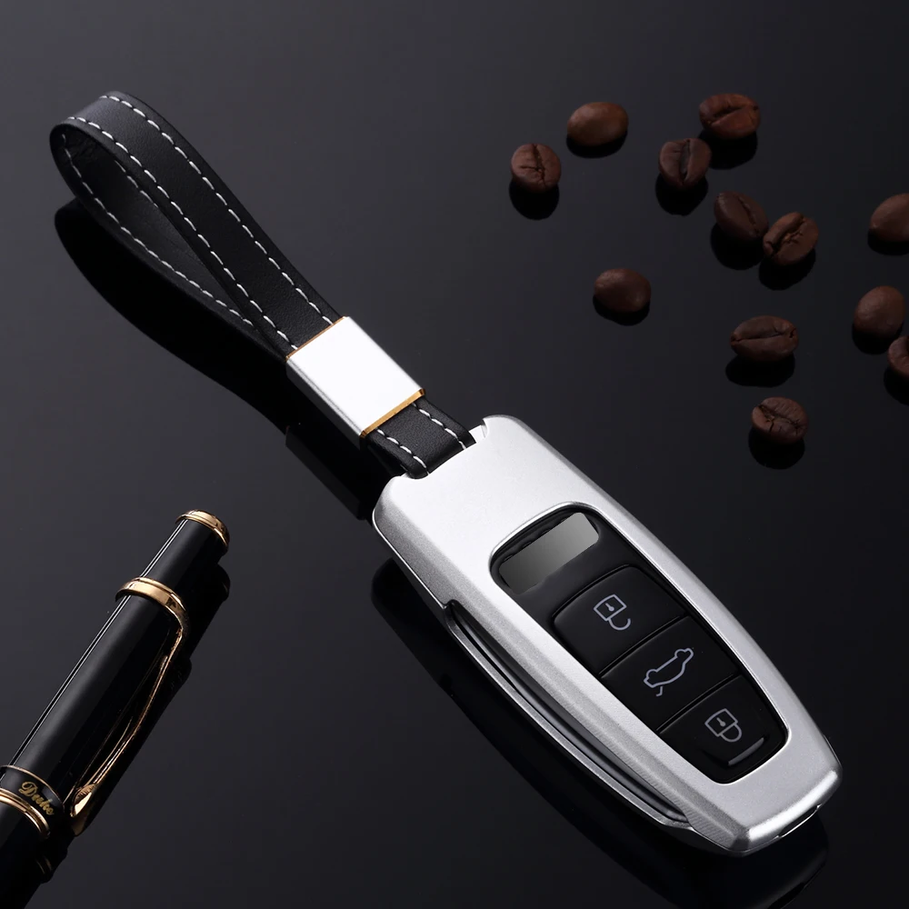 

High Quality Aluminium Alloy Key Cover Case Holder For AUDI Q8 A7 A6 2019 Key Pocket Wallet Protect Shell