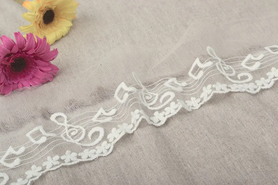 Вышитая вышитая ткань сделай сам белая черная хлопковая кружевная отделка