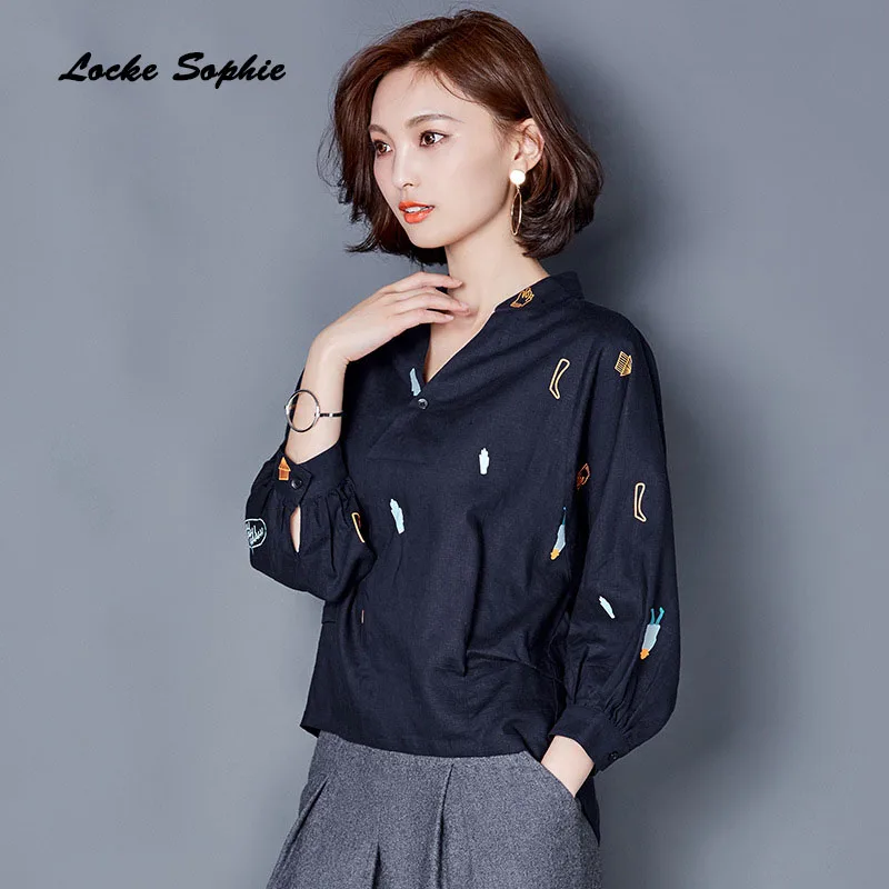 1 шт. дамы Большие размеры Блузки Топы 2018 лето хлопок смешанные принты мозаика