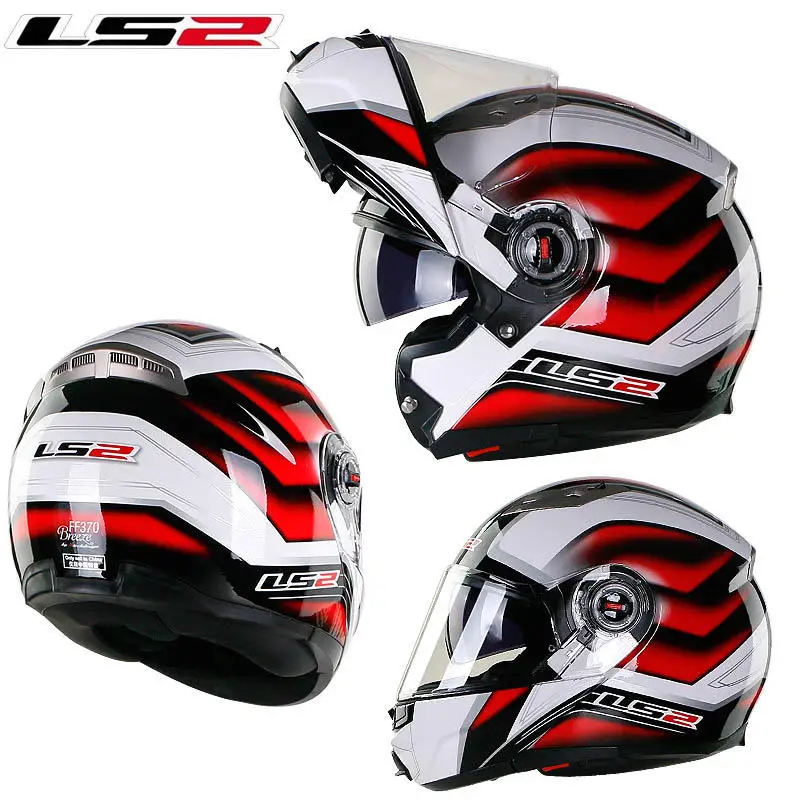 Red Hell LS2 ff370 флип-ап мото rcycle шлем casco de moto кафе шлем для гонщика анфас двойной объектив козырек capacetes de moto ciclista ECE - Цвет: Red Hell