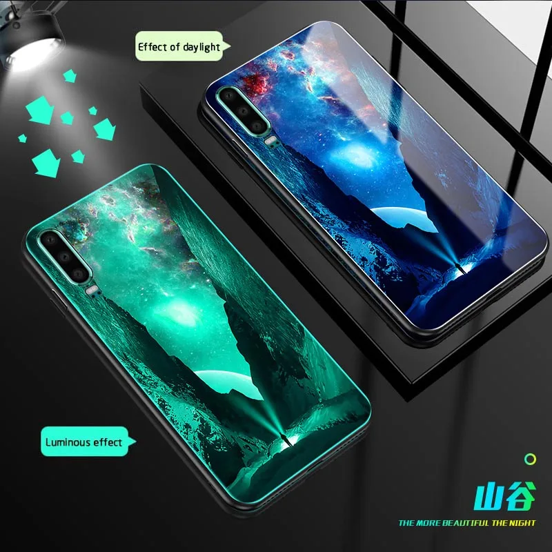Чехол в виде светящегося стекла для huawei P30 Pro mate 20 P20 Lite nova3 Роскошный чехол для задней части корпуса Honor 10 V10 8X 7X C V8 V9 9 Lite чехол для телефона