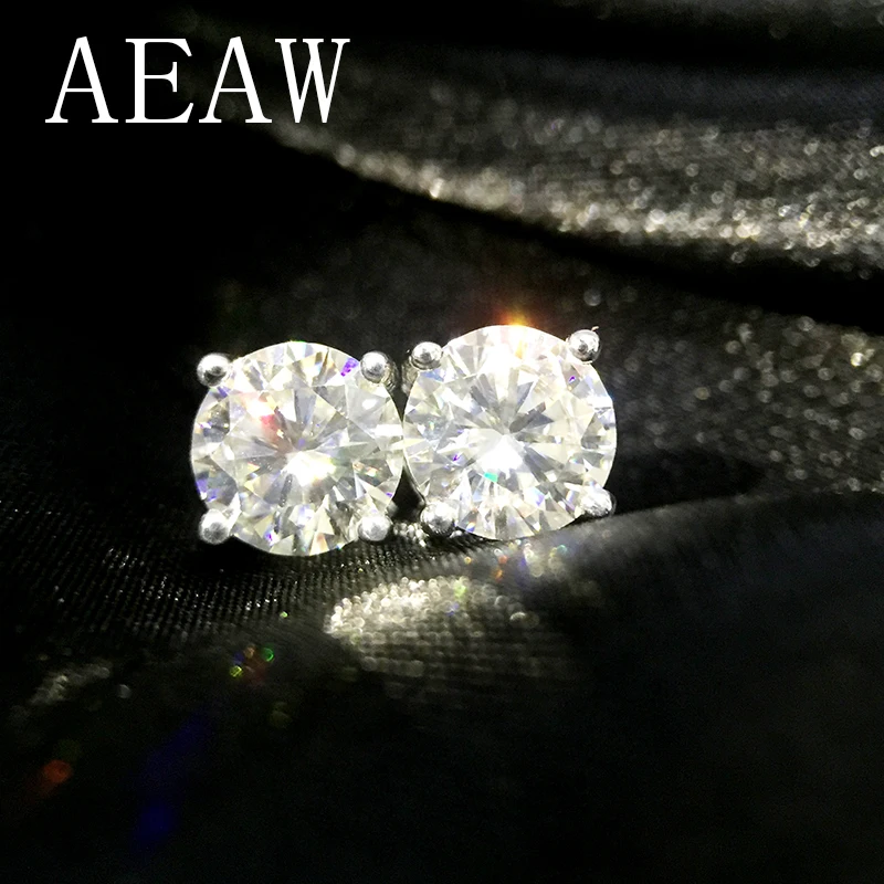 Женские серьги с бриллиантом Genuine18K AU750 белые желтые золотые 6 5 мм 2ctw