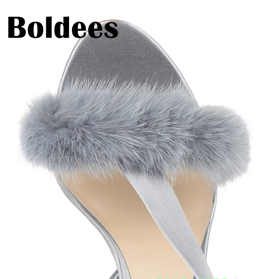 Босоножки Boldees женские замшевые мягкие сандалии с ремешком на щиколотке перьями