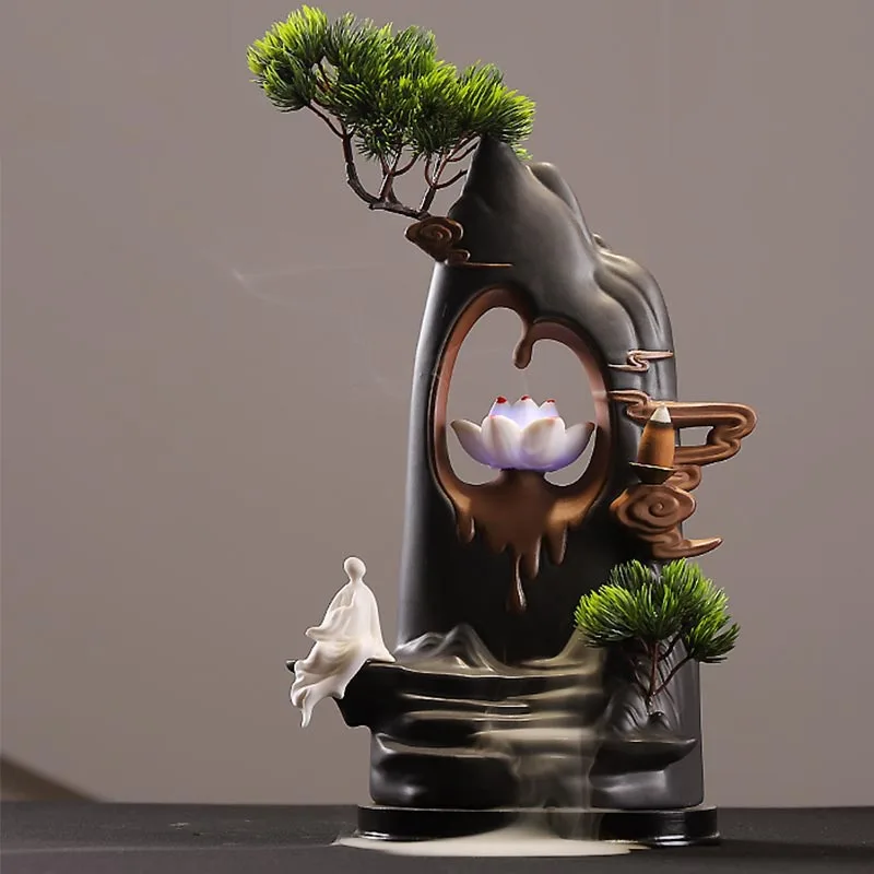 

Creative Ceramic Buddha Backflow Incense Burner Chinese Style Living Room Zen Feng Shui Ornaments Crafts Home Decor Aroma Burner