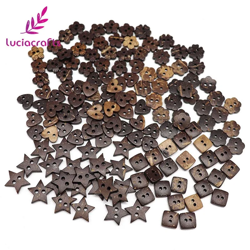 Lucia crafts 12 шт/24 шт 2 отверстия коричневый Кокосовая оболочка Швейные натуральные пуговицы Скрапбукинг Одежда DIY Аксессуары E0308 - Цвет: Random mixed  24pcs