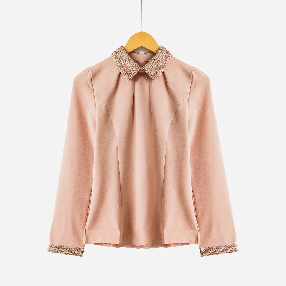 Женская шифоновая блузка с длинным рукавом и воротником Питер Пэн|chiffon blouse|long sleeve