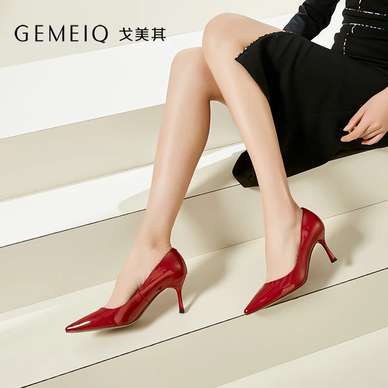 GEMEIQ/2019 г. Весенняя новая обувь открытые туфли из лакированной кожи с закрытым