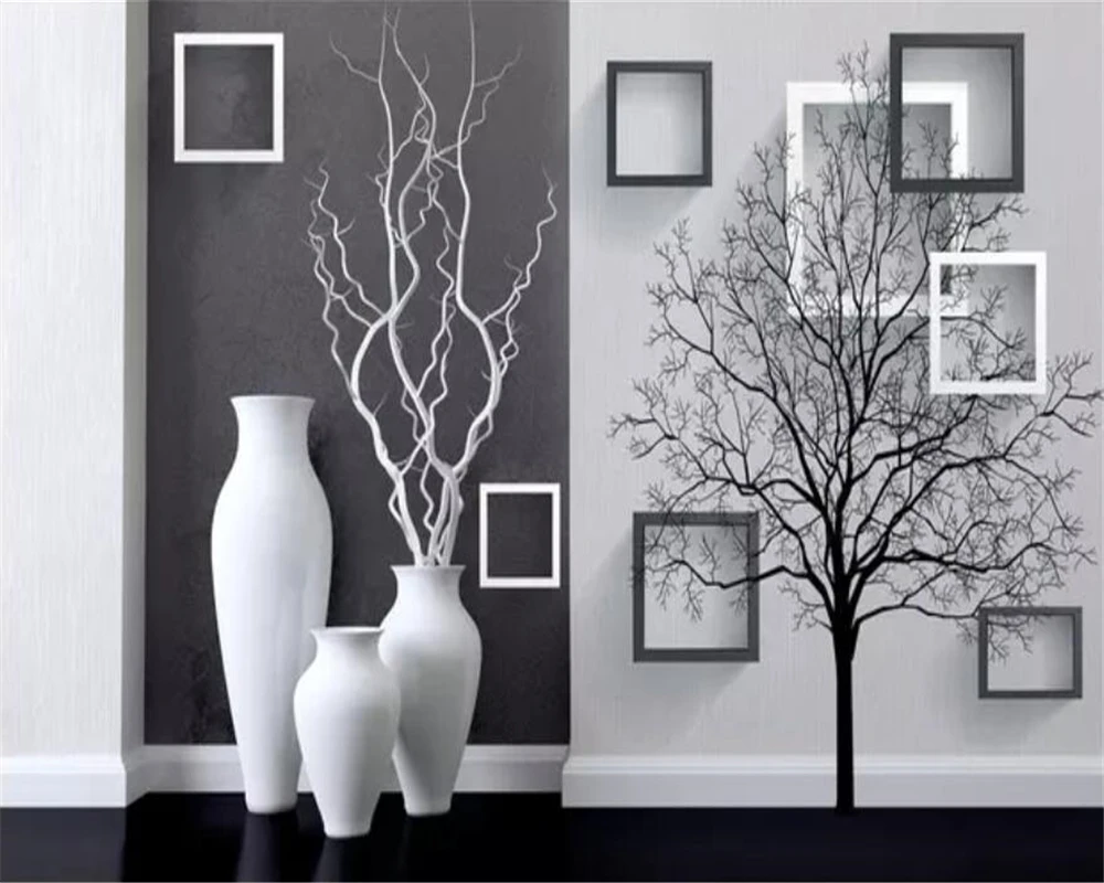 Обои beibehang на заказ 3d фотообои черно белая художественная ваза 3D фон настенные