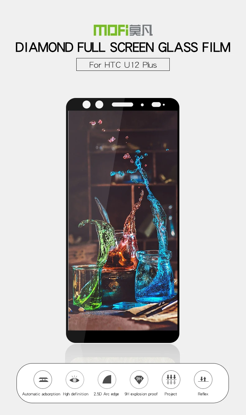 Mofi 9 H закаленное стекло для htc U12 Plus полное покрытие Защитная пленка для экрана для htc U12 Plus стеклянная пленка для htc U12Plus