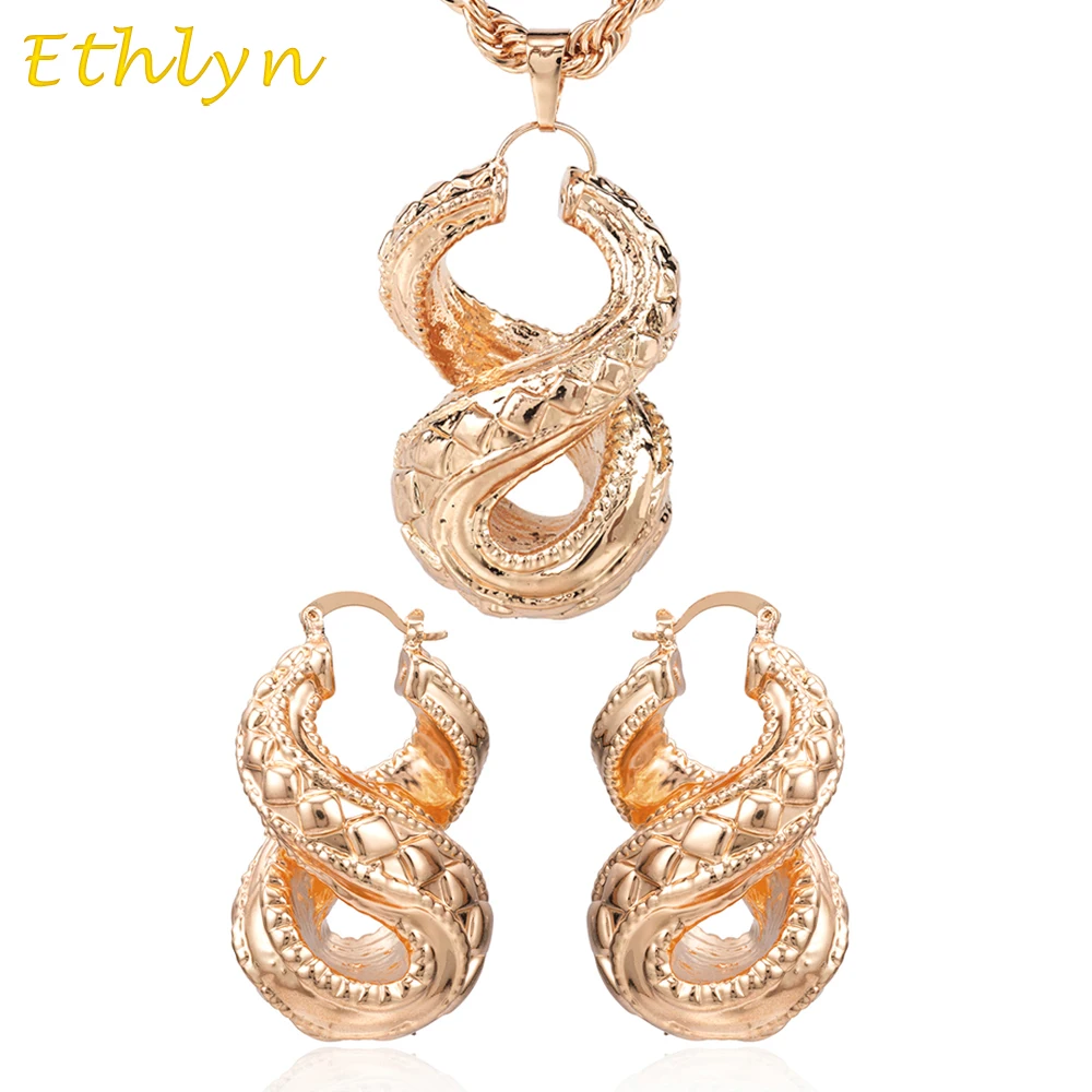 Ethlyn полые серьги наборы из розового золота медный крест номер восемь и кулон