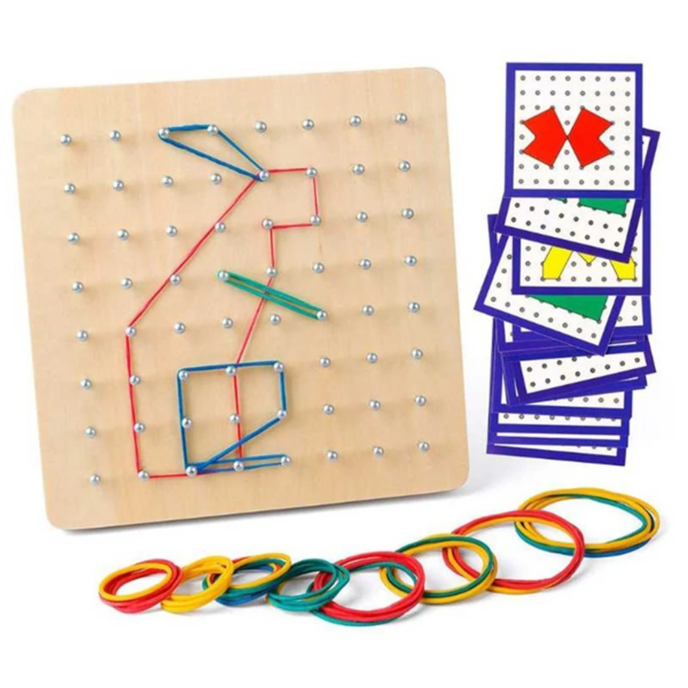 Деревянные Peg Geoboard резиновые галстуки видеокарты Дошкольные Детские развивающие игрушки