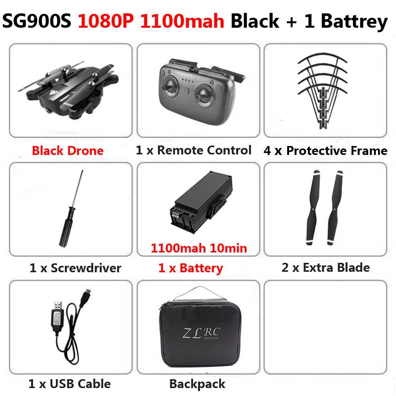 B 1080P1100mah1B Bag SG900S Профессиональный gps WiFi FPV Дрон с камерой 720P 1080P складной оптический поток широкий угол RC Квадрокоптер Вертолет игрушки F11 - Цвет: B 1080P1100mah1B Bag