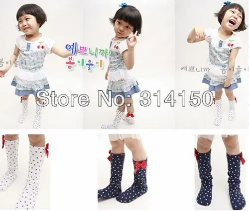 5 пар Детские хлопковые носки в горошек с бантом | Мать и ребенок