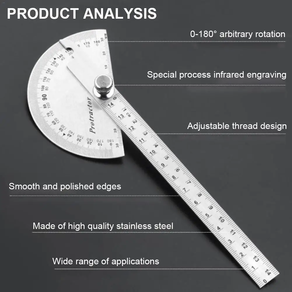 Круглая головка из нержавеющей стали 180 градусов транспортир угломер