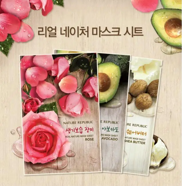Korean Cosmetics NATURE REPUBLIC Real Nature Mask Sheet 3pcs Face Moisturizing Essence Oil Control Facial Whitening | Красота и