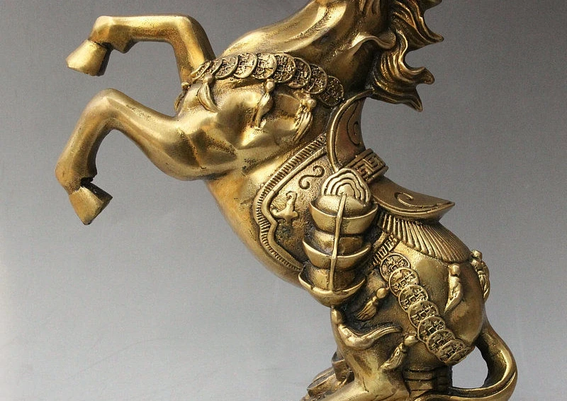 Китайский Фэншуй Латунь Yuanbao Жуй Деньги Богатых Лошадь Животных Повезло