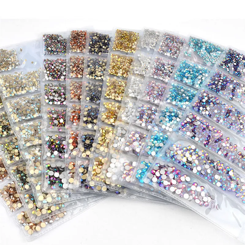 1 упаковка смешанные SS4 SS16 Стразы для ногтей цветные стразы AB не горячая фиксация