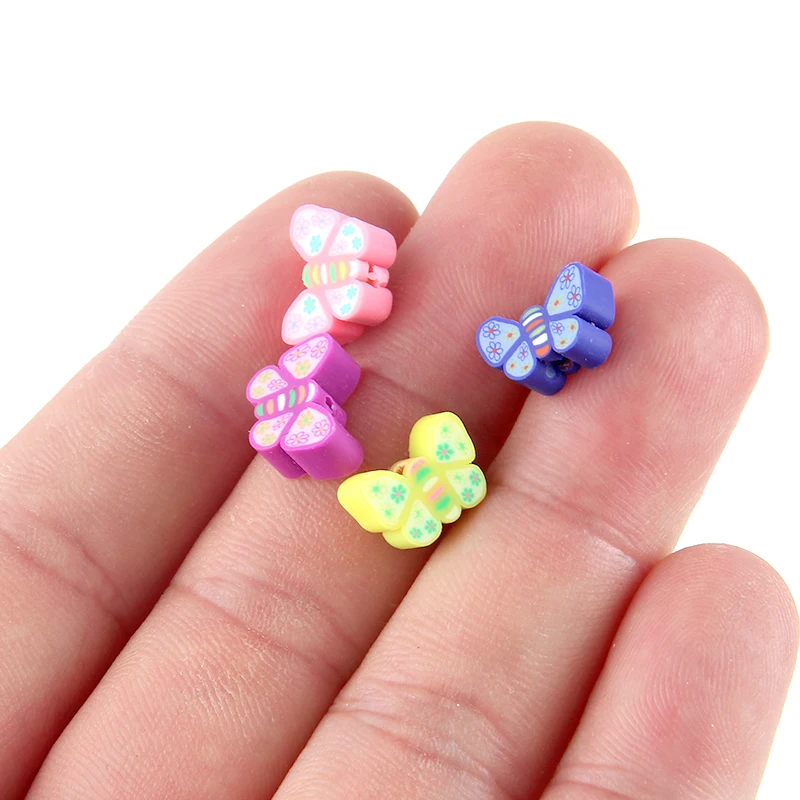 

50Pcs Butterfly Shapes Mix Color Printing Soft Pottery Fimo Polymer Clay Beads For Making DIY Fashion Necklace Bracelet Jewelry