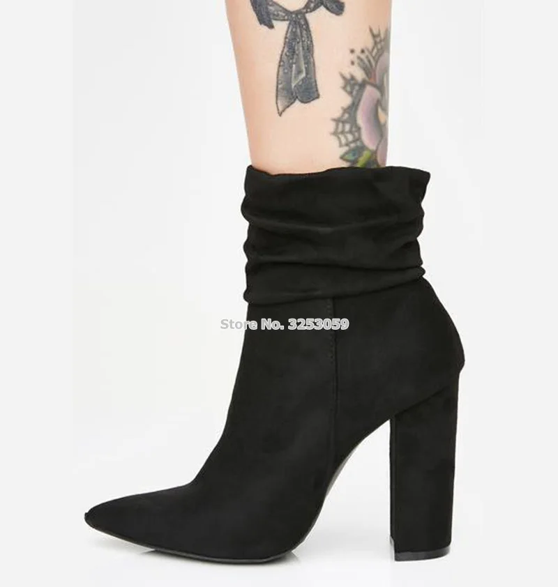 Альмудена бежевый черная замша не сужающийся к низу каблук ботильоны свободного