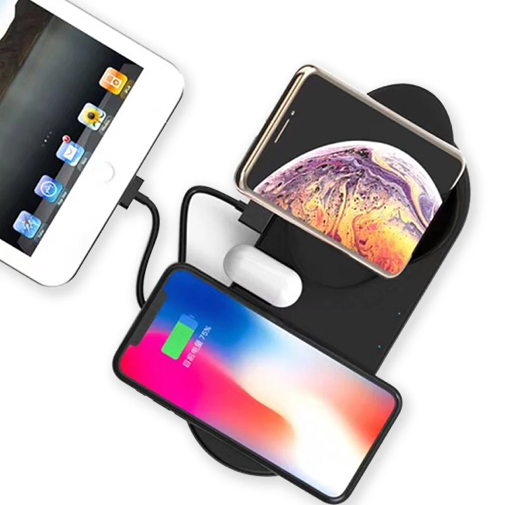 NYFundas Беспроводное зарядное устройство для телефона 4 в 1 10 Вт Iphone XS MAX XR 8 Plus X Apple Watch